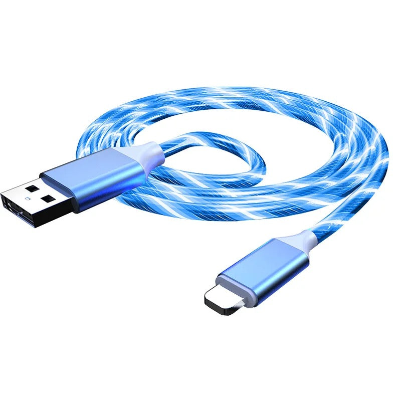 Led Fast charging Cable. Multi Color each. 3 in 1 pack Bundle savings - GREEN RED BLUE
