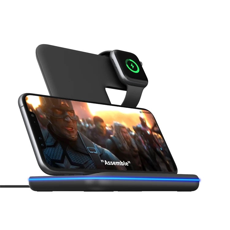 15W Fast Wireless Charger stand 3 in 1. Foldable. iPhone, Air pods, IWatch- Charge All at the Same Time
