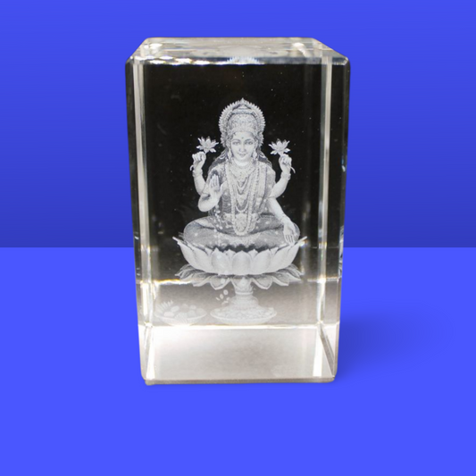 Maa Laxmi. K9 Glass with Multi color Rotating Led Base. Gift Set Box
